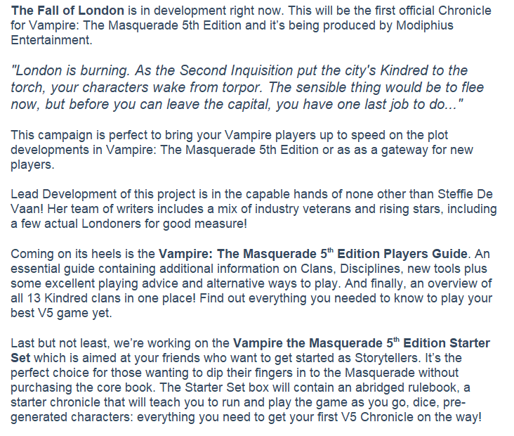 Modiphius Entertainment Vampire: The Masquerade by Modiphius